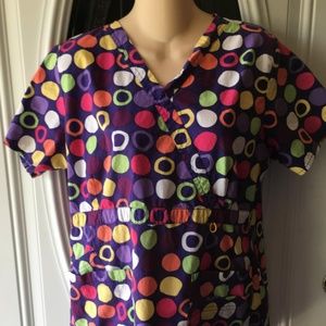 WonderWink Circles Scrub Top Size Medium